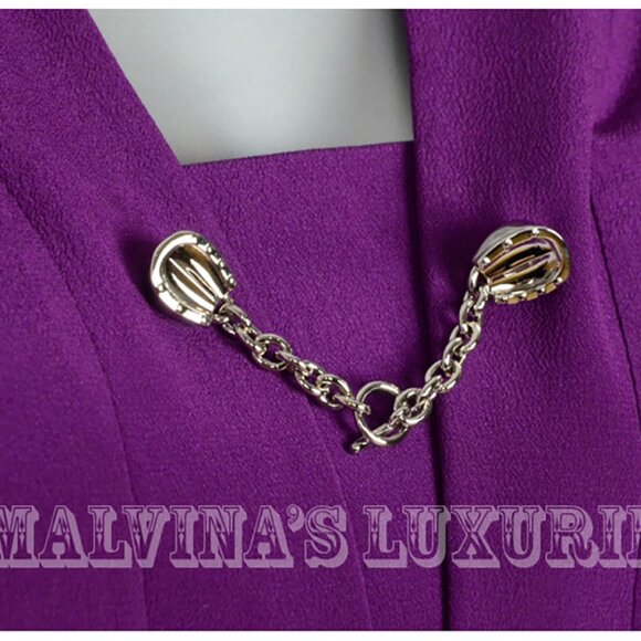 GUCCI DRESS PURPLE VIOLET CREPE DE CHINE LONG SLEEVES - Picture 8 of 13